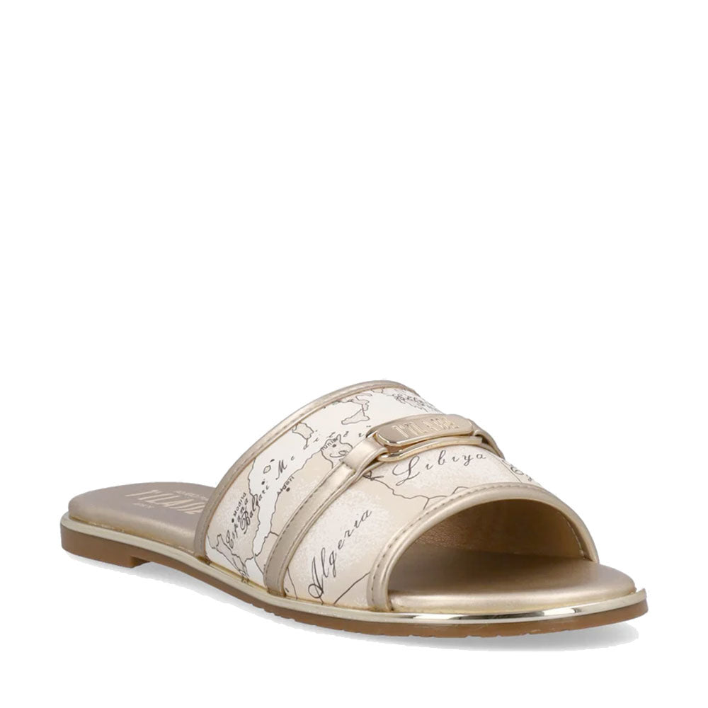 Ciabattine Flat 1A Classe Alviero Martini in Eco Nappa stampa Geo Latte 2450