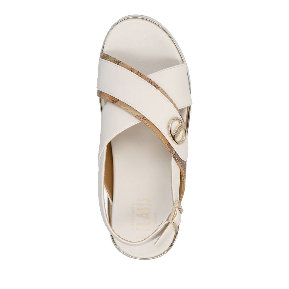 Sandali Platform 1A Classe Alviero Martini in Eco Nappa Bianco Sporco e Geo Classic 2471