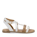 Sandali Flat 1A Classe Alviero Martini in Eco Nappa Bianca e stampa Geo Classic 2451