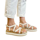 Sandali Platform 1A Classe Alviero Martini in Eco Nappa Bianco Sporco 2484