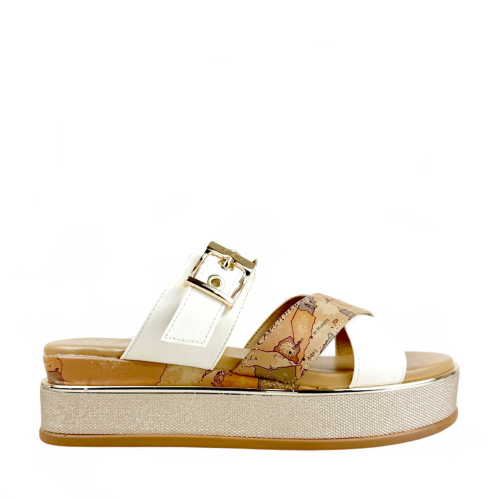 Ciabatte Platform 1A Classe Alviero Martini Bianco Sporco e Geo Beige 2493