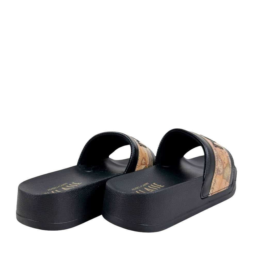 Ciabatte Platform 1A Classe Alviero Martini in Gomma Nera e Geo Beige 2504