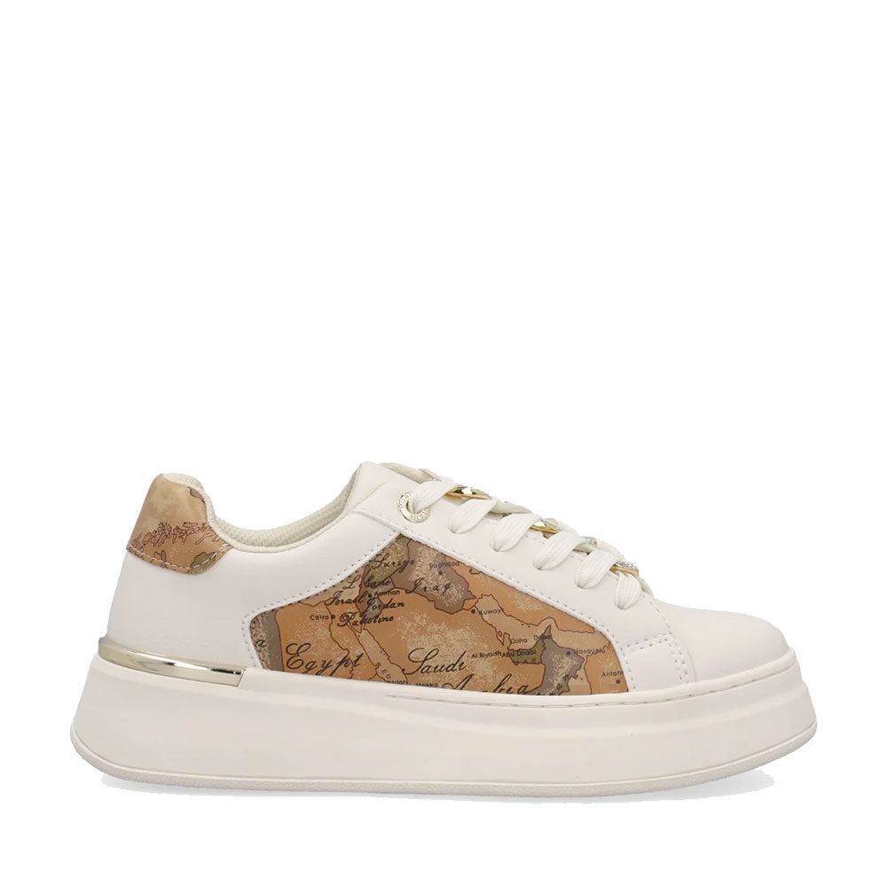 Sneakers Platform 1A Classe Alviero Martini in Eco Nappa Bianca con Dettagli Geo Classic 2536