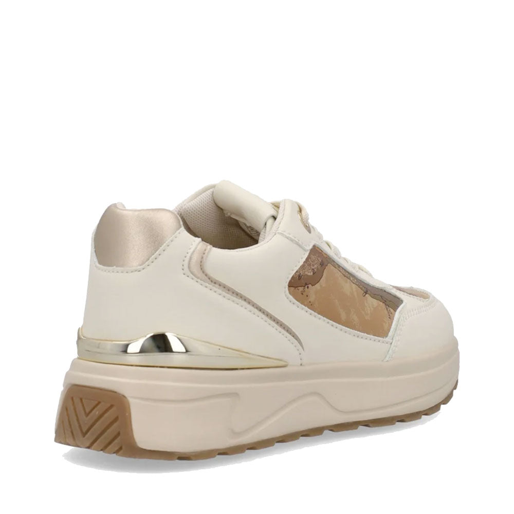 Sneakers Running 1A Classe Alviero Martini in Eco Nappa Bianco Sporco con Dettagli Geo Classic 2549