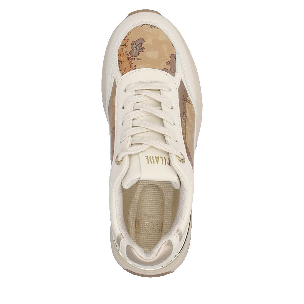 Sneakers Running 1A Classe Alviero Martini in Eco Nappa Bianco Sporco con Dettagli Geo Classic 2549