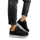 Sneakers Running 1A Classe Alviero Martini in Eco Nappa Nera con Inserto Geo Classic 2558