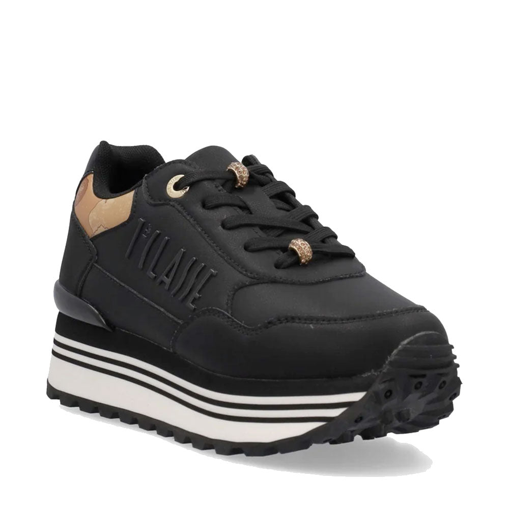 Sneakers Running 1A Classe Alviero Martini in Eco Nappa Nera con Inserto Geo Classic 2558