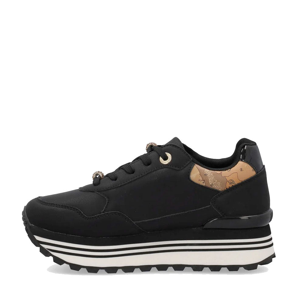 Sneakers Running 1A Classe Alviero Martini in Eco Nappa Nera con Inserto Geo Classic 2558