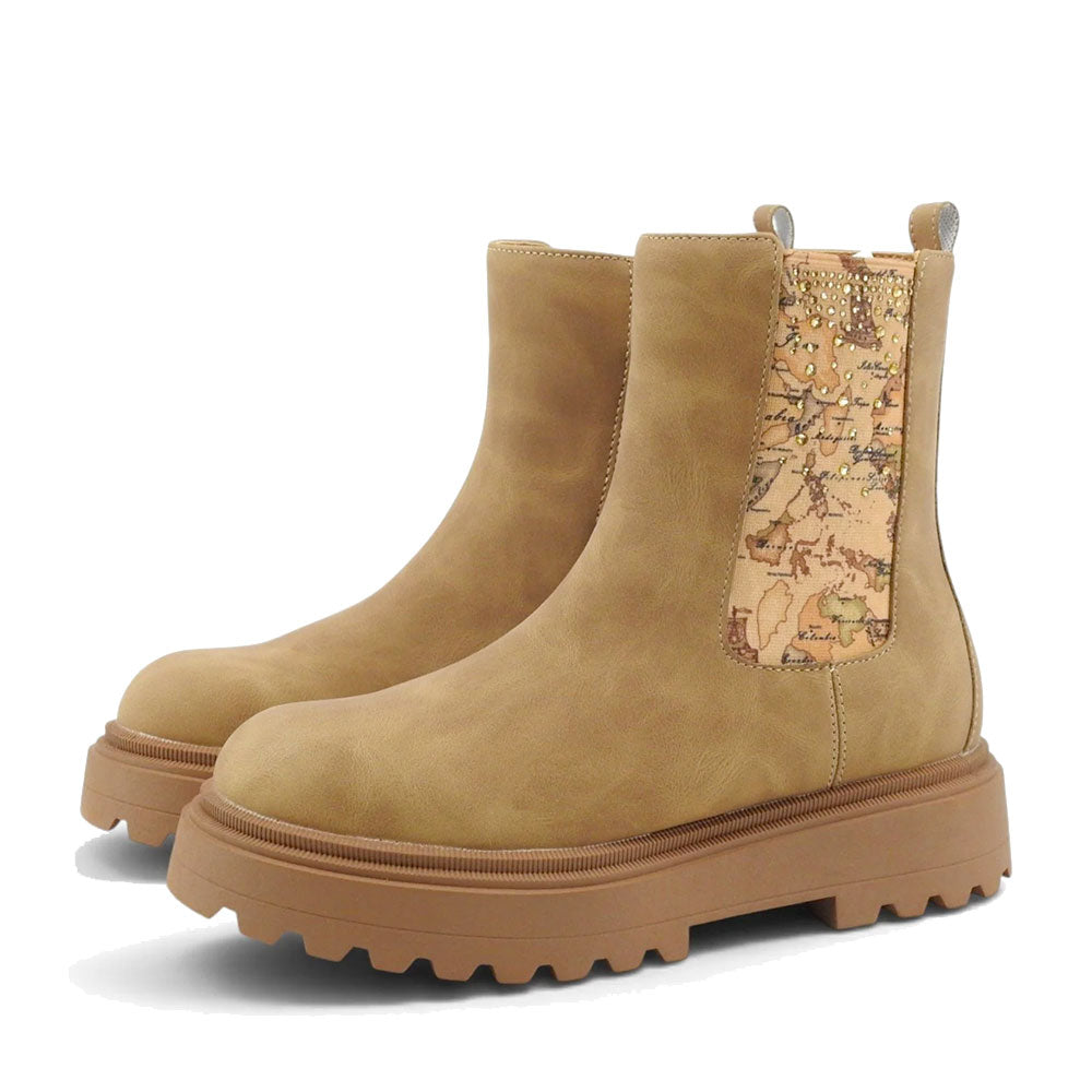 Stivaletti Beatles 1A Classe Alviero Martini in Ecopelle Scamosciata Taupe 2578