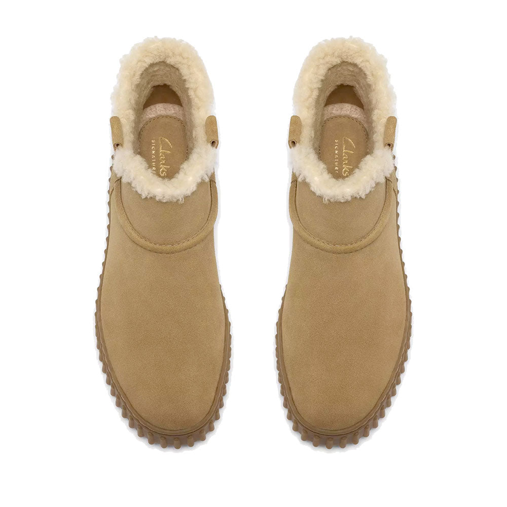 Stivaletto Imbottito Donna CLARKS linea Torhill Warm in Pelle Scamosciata Beige