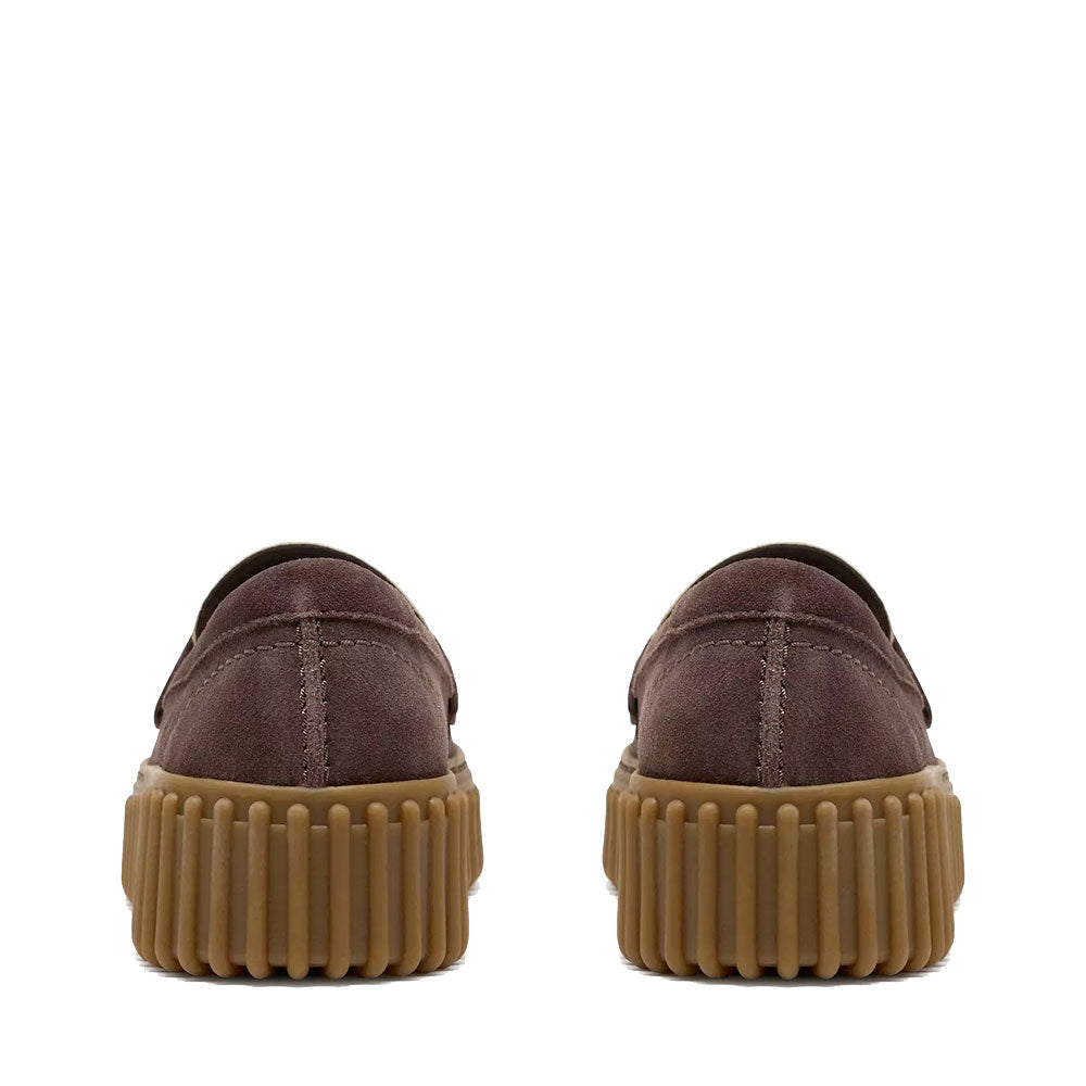 Mocassino Donna CLARKS linea Torhill Penny in Pelle Scamosciata Marrone con Inserto in Cavallino stampa Mucca