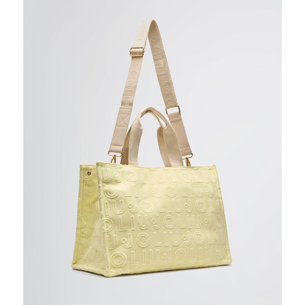 Tote Bag Large LIU JO in Tessuto Jacquard Giallo Chiaro