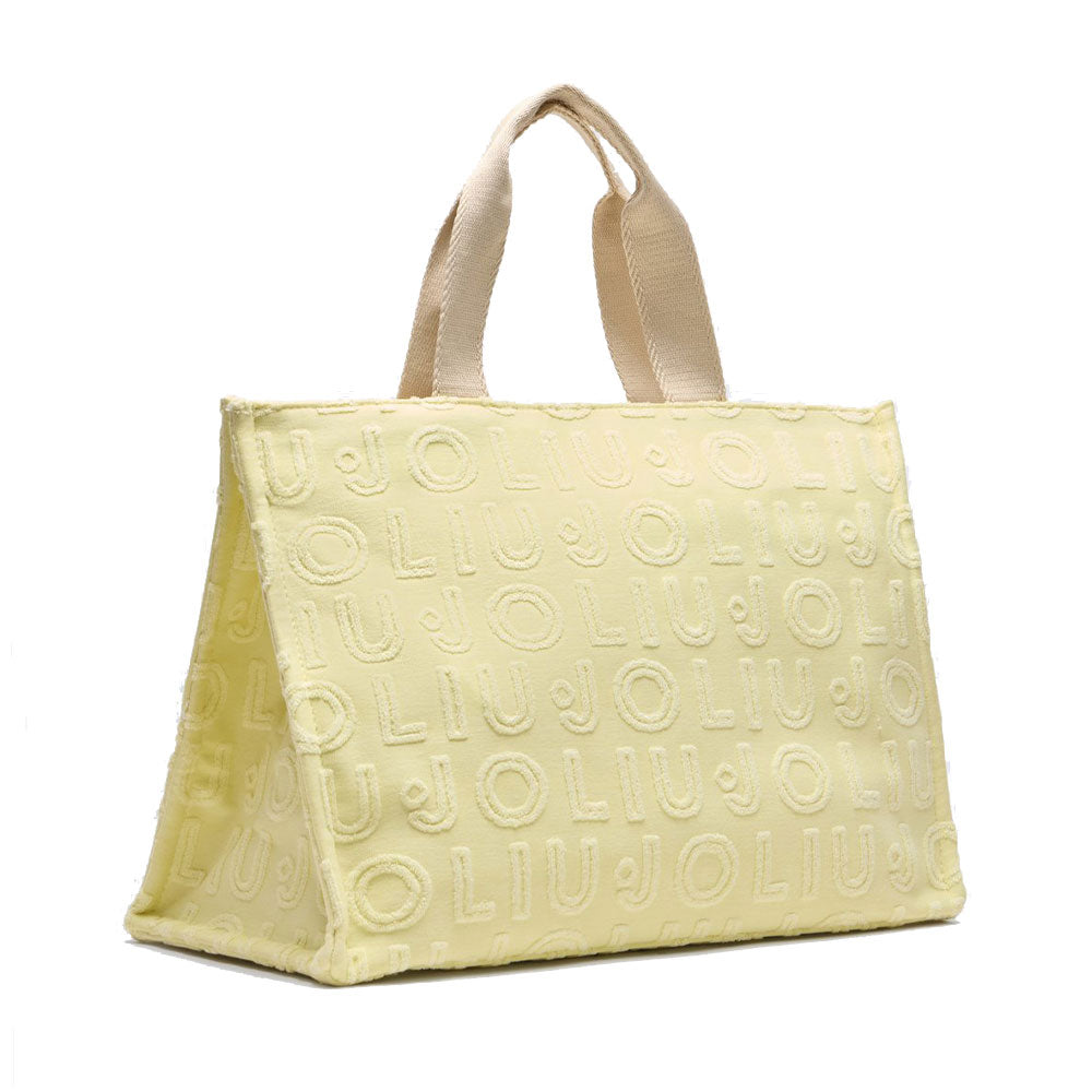 Tote Bag Large LIU JO in Tessuto Jacquard Giallo Chiaro