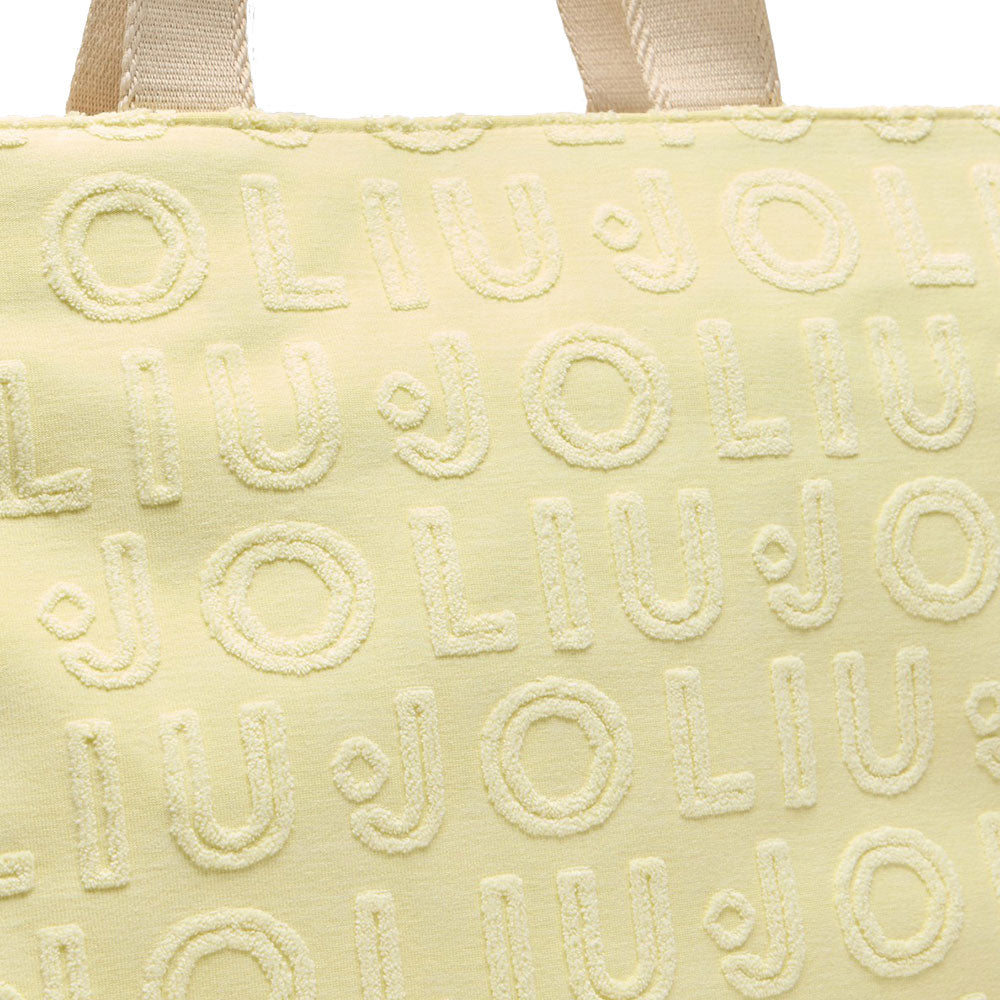 Tote Bag Large LIU JO in Tessuto Jacquard Giallo Chiaro