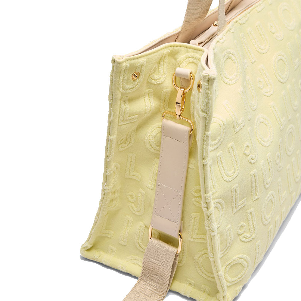 Tote Bag Large LIU JO in Tessuto Jacquard Giallo Chiaro