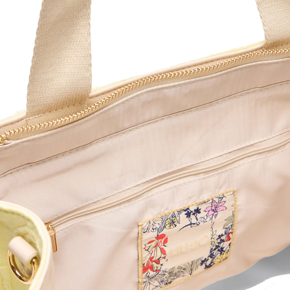 Tote Bag Large LIU JO in Tessuto Jacquard Giallo Chiaro