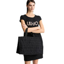 Tote Bag Large LIU JO in Tessuto Jaquard Nero