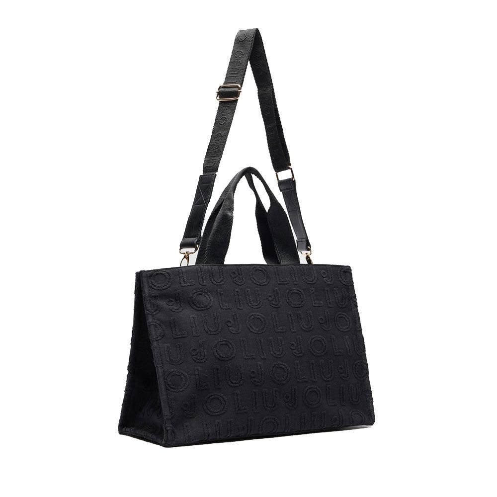 Tote Bag Large LIU JO in Tessuto Jaquard Nero