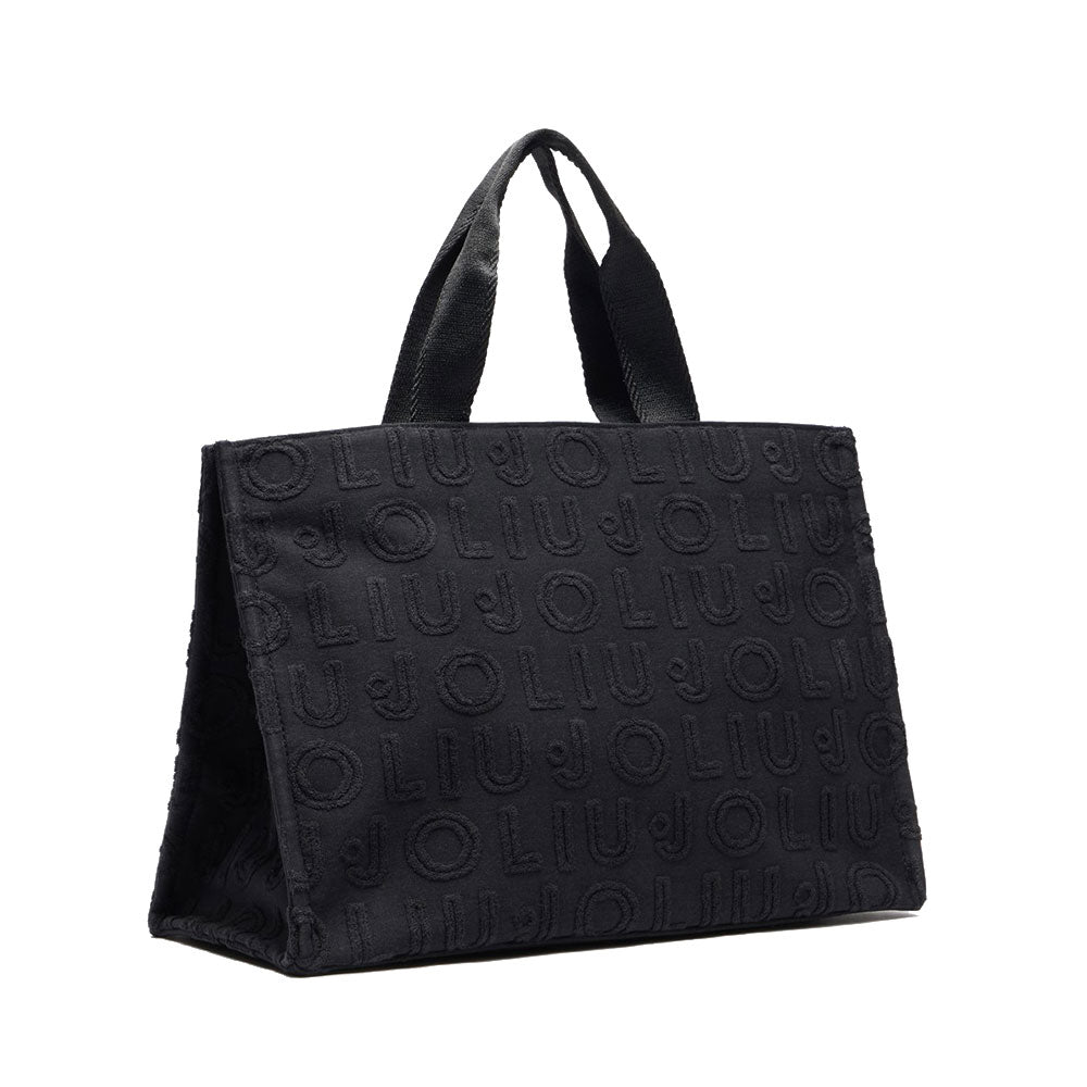 Tote Bag Large LIU JO in Tessuto Jaquard Nero