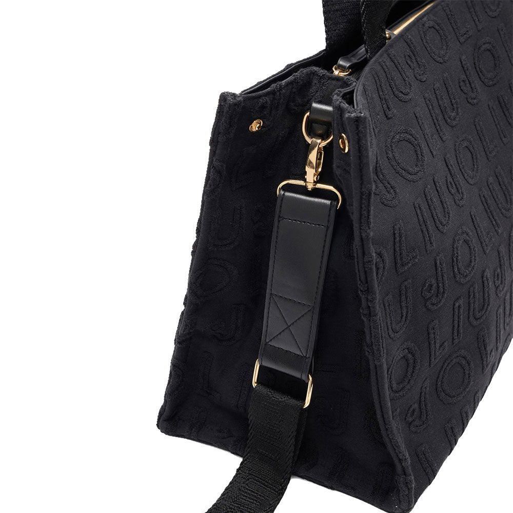 Tote Bag Large LIU JO in Tessuto Jaquard Nero