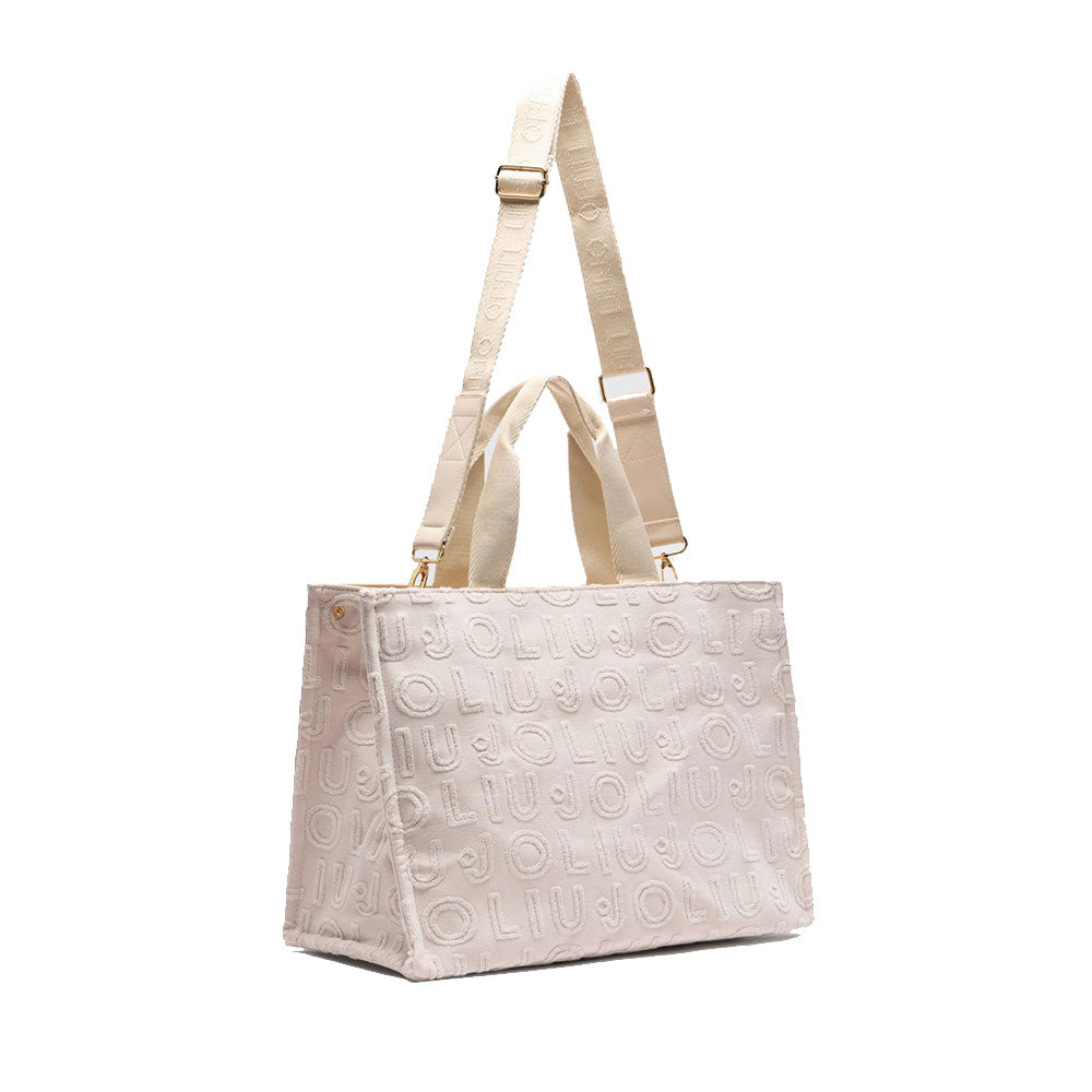 Große Einkaufstasche von LIU JO aus echtem Champagner-Jacquard-Stoff