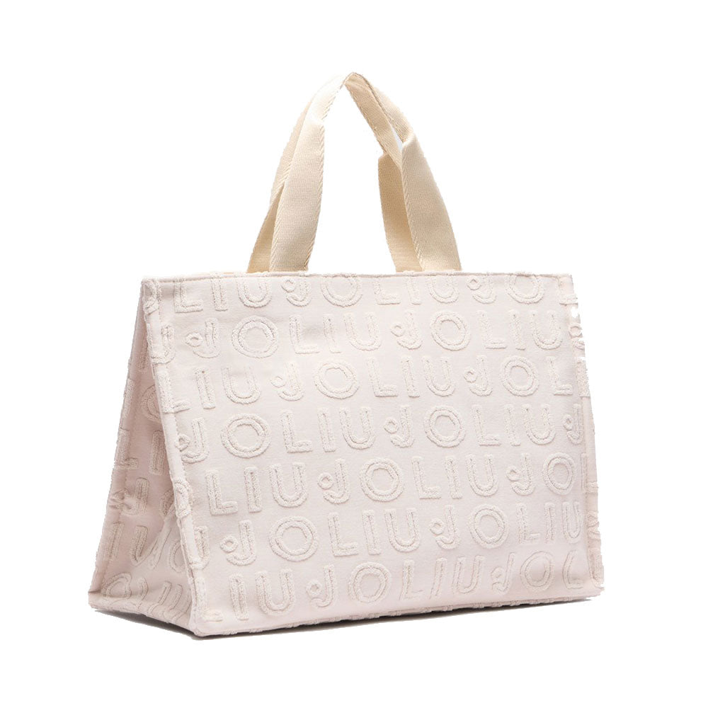 Große Einkaufstasche von LIU JO aus echtem Champagner-Jacquard-Stoff
