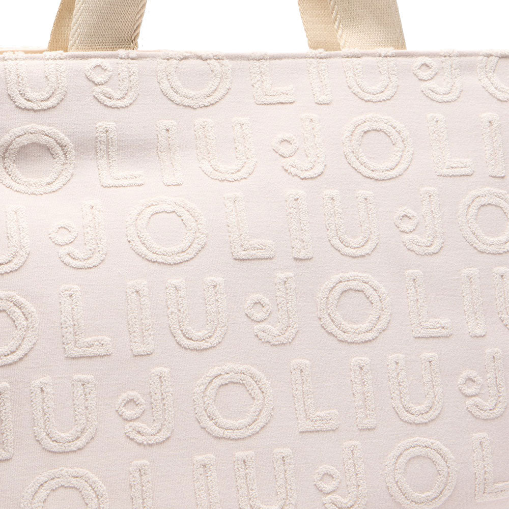 Große Einkaufstasche von LIU JO aus echtem Champagner-Jacquard-Stoff