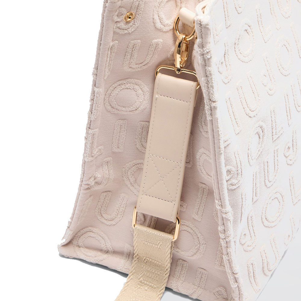 Große Einkaufstasche von LIU JO aus echtem Champagner-Jacquard-Stoff