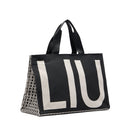 Tote Bag Large LIU JO in Tessuto Jacquard Monogram Nero