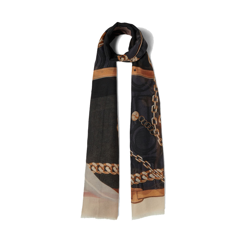 Stola Donna 90 x 180 cm LIU JO Better Nera con Motivo Grafico con Logo