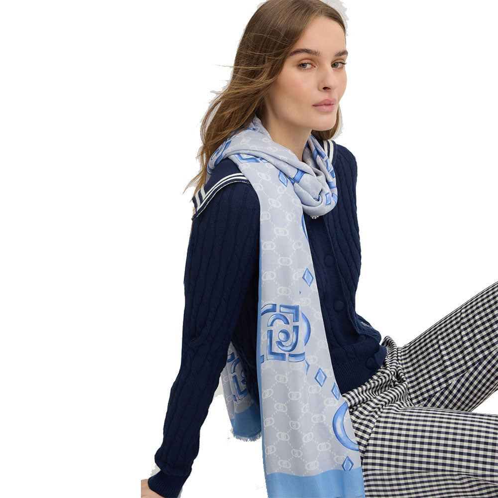 Stola Donna 90 x 180 cm LIU JO in Modal Azzurro con Logo