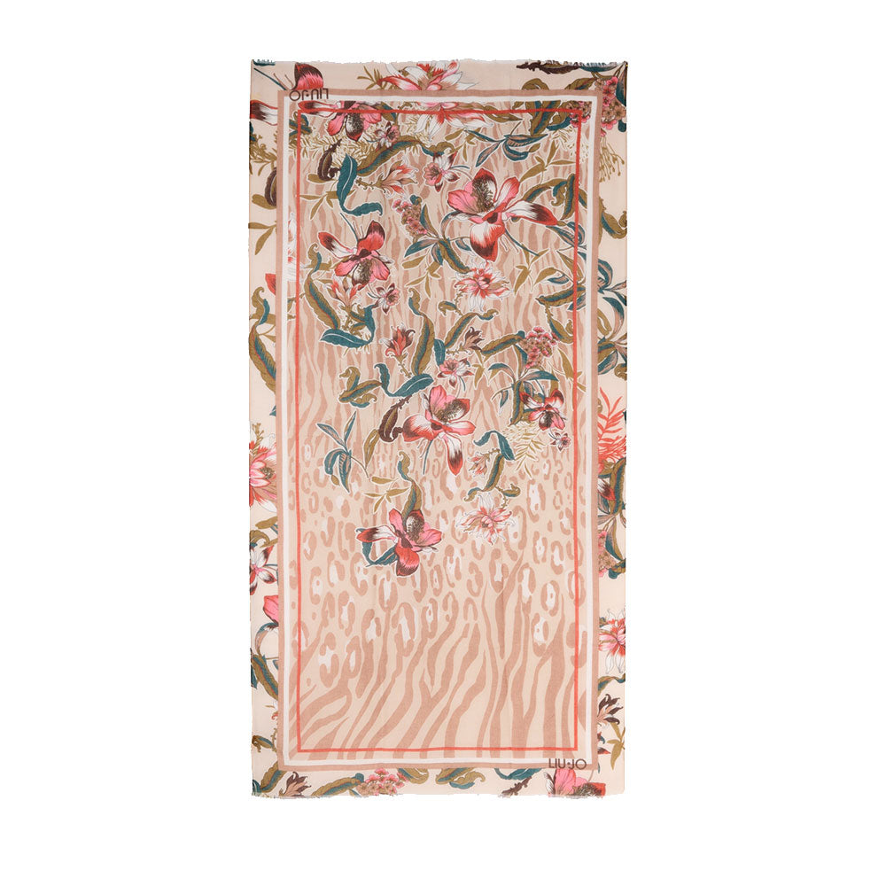 Stola Donna 90 x 180 cm LIU JO stampa Animalier Floreale Beige