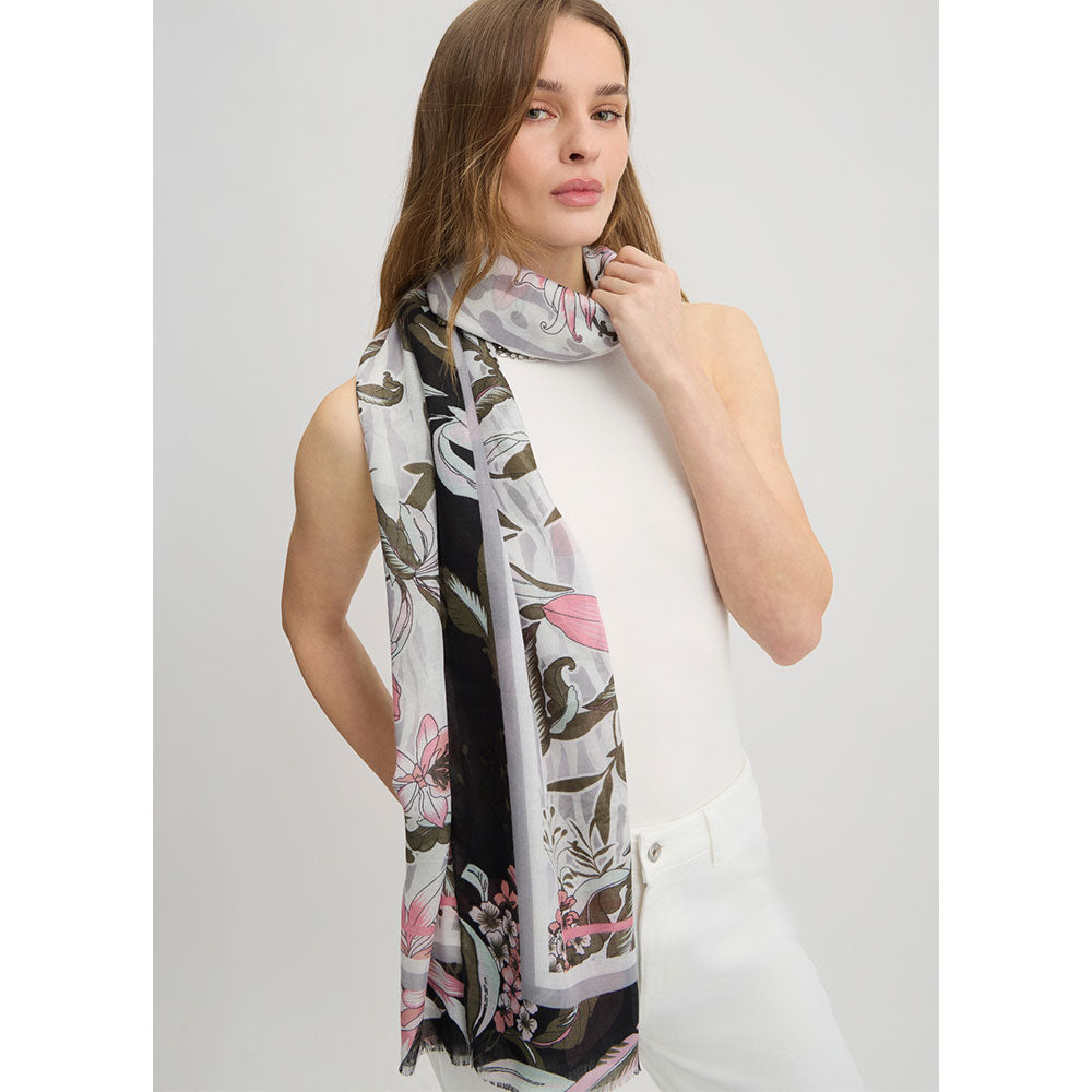 Stola Donna 90 x 180 cm LIU JO stampa Animalier Floreale Nero