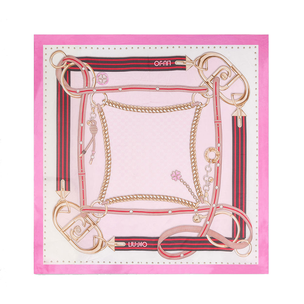 Foulard Donna 120 x 120 cm LIU JO Better Rosa con Logo