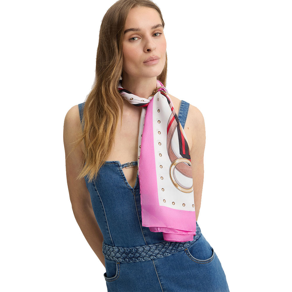 Foulard Donna 120 x 120 cm LIU JO Better Rosa con Logo