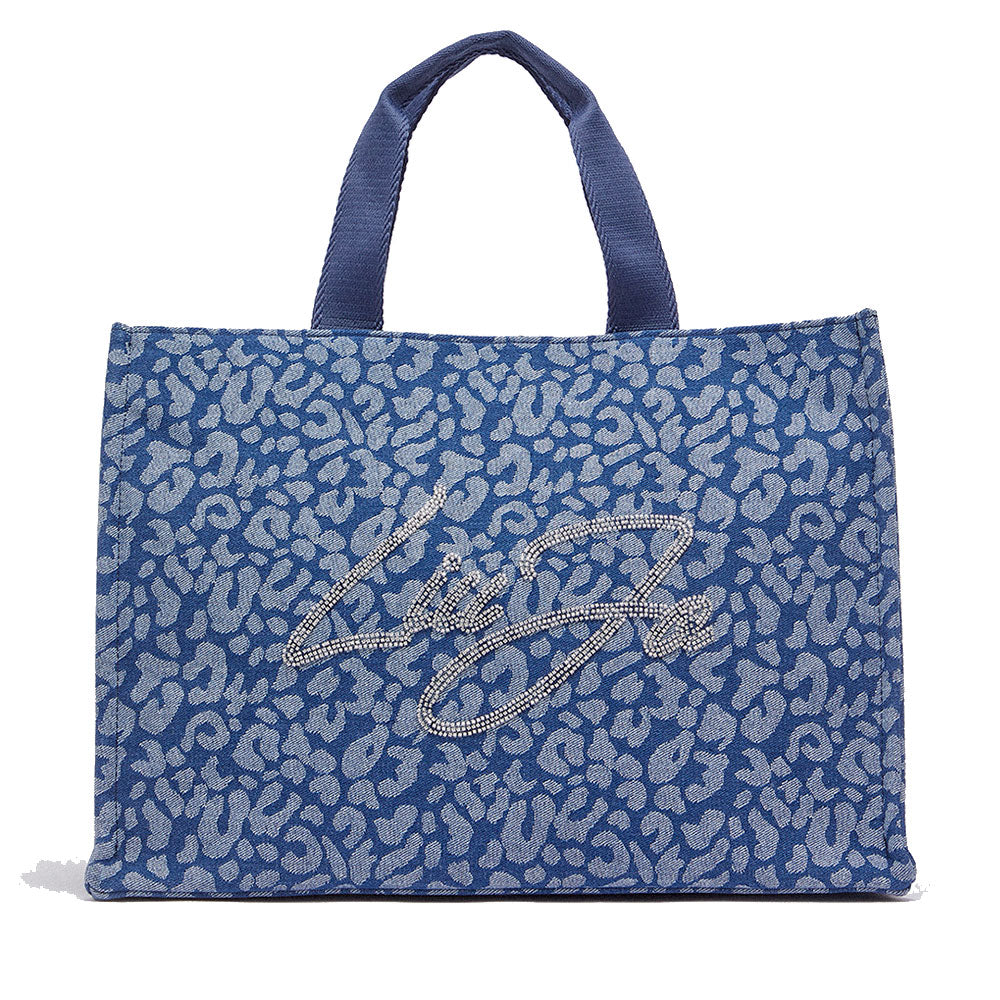 Tote Bag Large LIU JO in Denim stampa Animalier