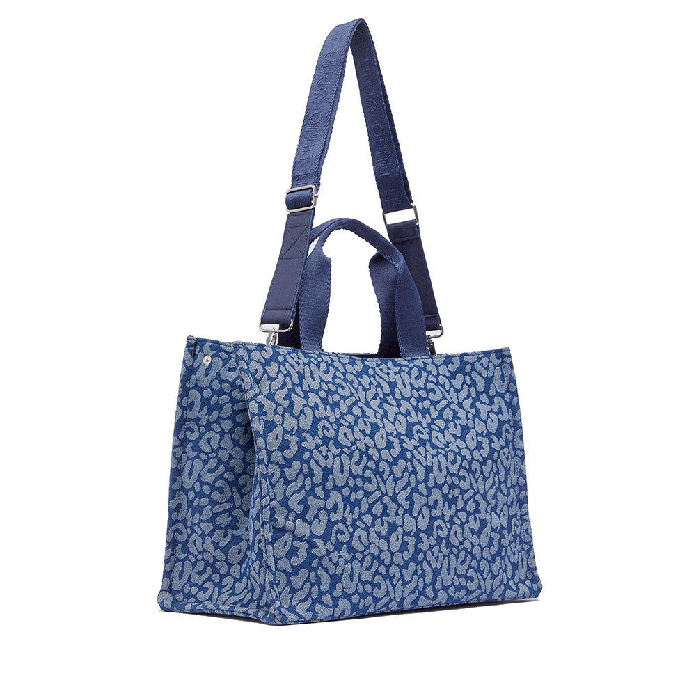 Tote Bag Large LIU JO in Denim stampa Animalier