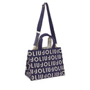 Tote Bag Large LIU JO in Maglia Blu Scuro con Logo Jacquard Bianco