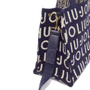 Tote Bag Large LIU JO in Maglia Blu Scuro con Logo Jacquard Bianco