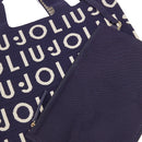 Tote Bag Large LIU JO in Maglia Blu Scuro con Logo Jacquard Bianco