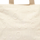 Großer Shopper LIU JO aus cremweißem Strick mit Jacquard-Logo