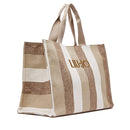 Tote Bag Large LIU JO in Canvas a Righe color Sabbia