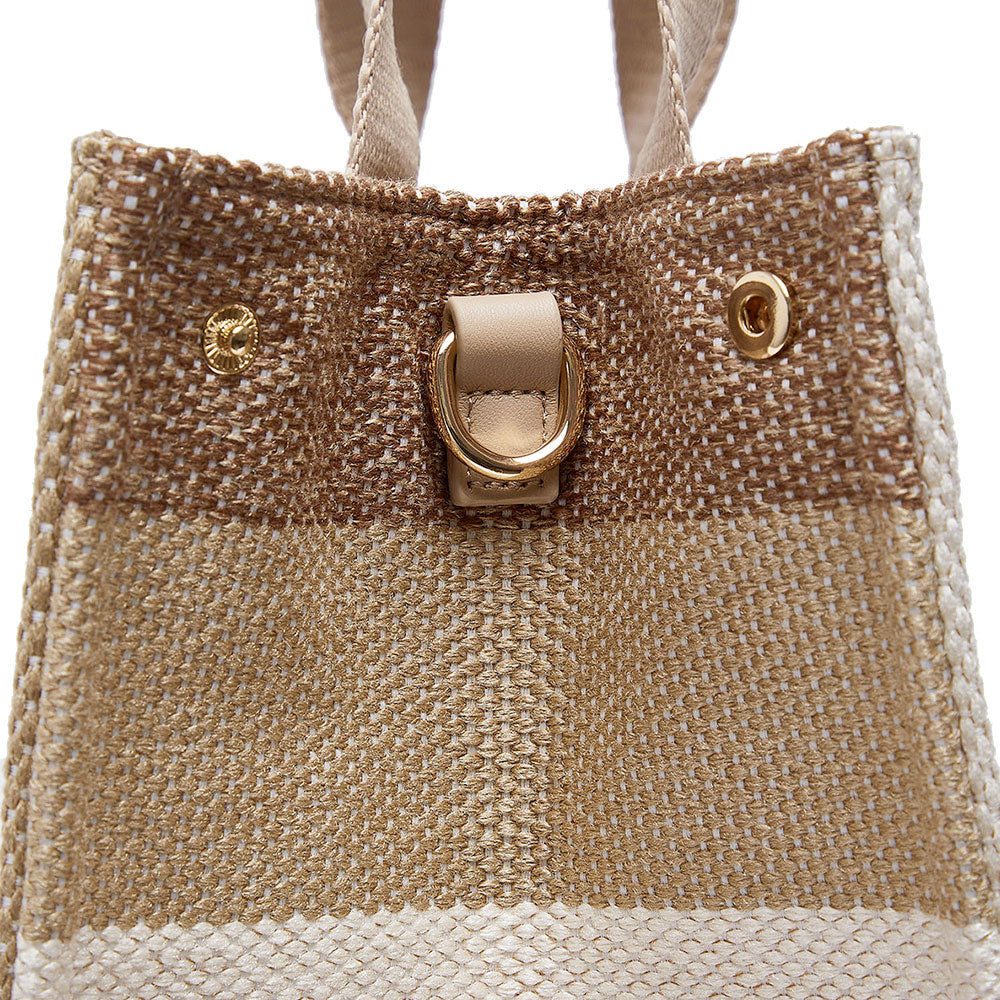 Tote Bag Large LIU JO in Canvas a Righe color Sabbia
