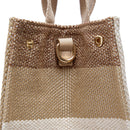 Tote Bag Large LIU JO in Canvas a Righe color Sabbia