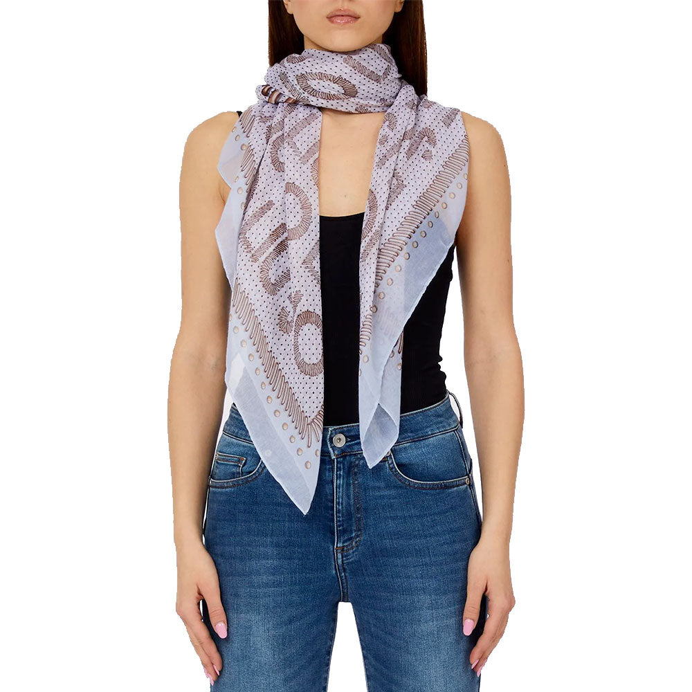 Foulard Donna 120 x 120 cm LIU JO in Tessuto Stampato Blu Chiaro