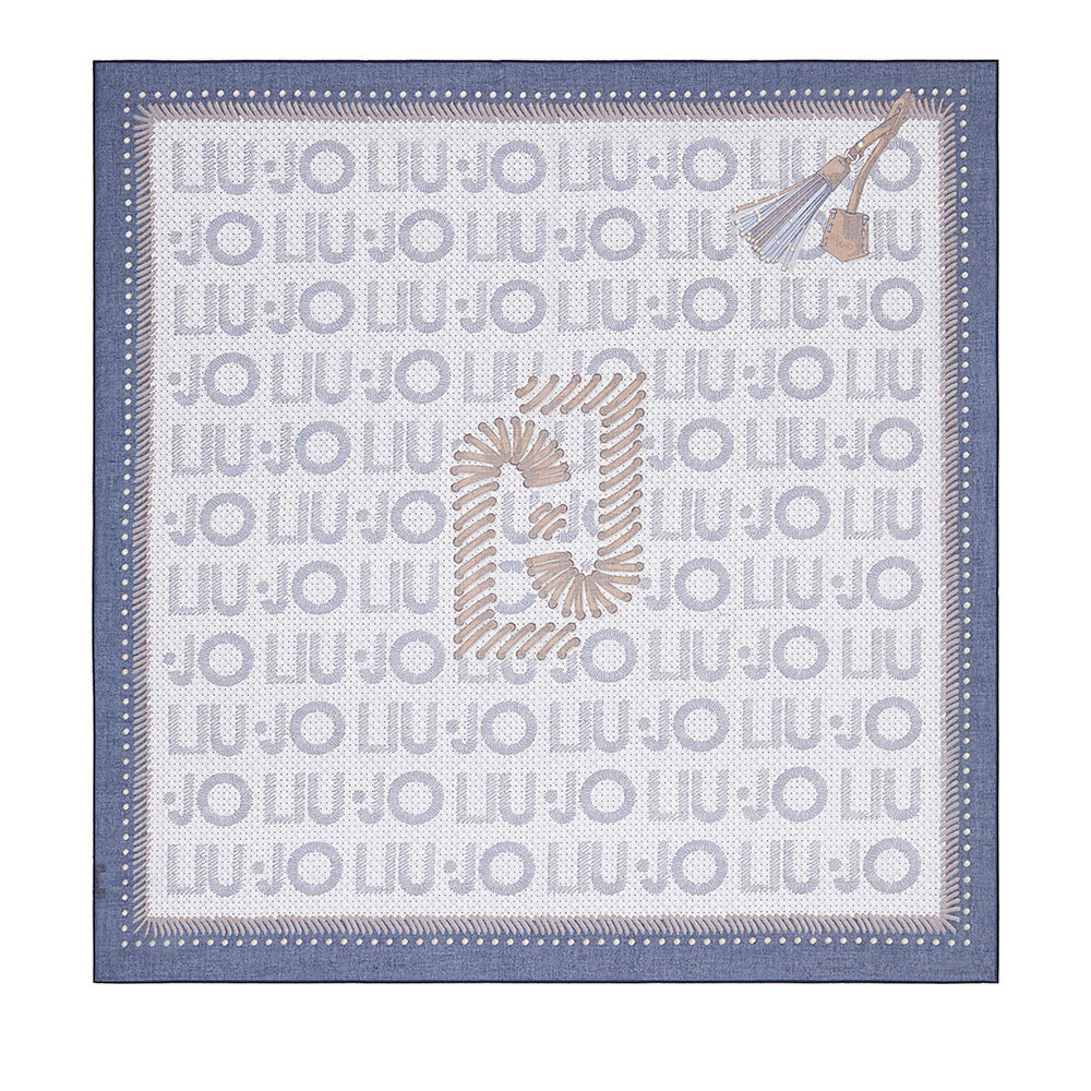 Foulard Donna 120 x 120 cm LIU JO in Tessuto Stampato Blu Scuro