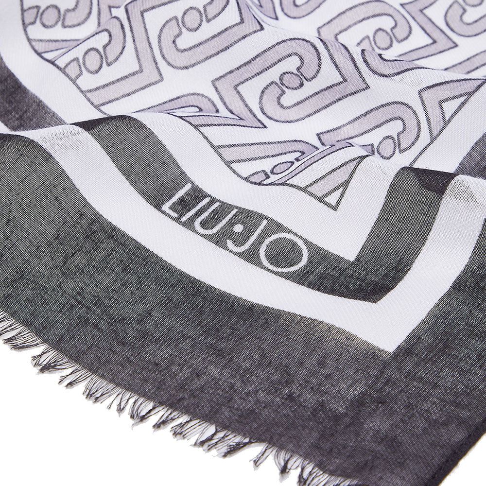 Stola Donna 70 x 180 cm LIU JO in Tessuto Nero stampa LJ All Over