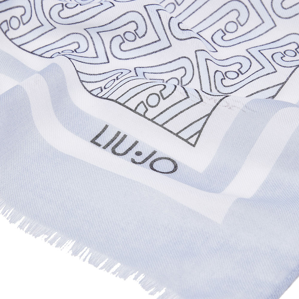 Stola Donna 70 x 180 cm LIU JO in Tessuto Denim Chiaro stampa LJ All Over