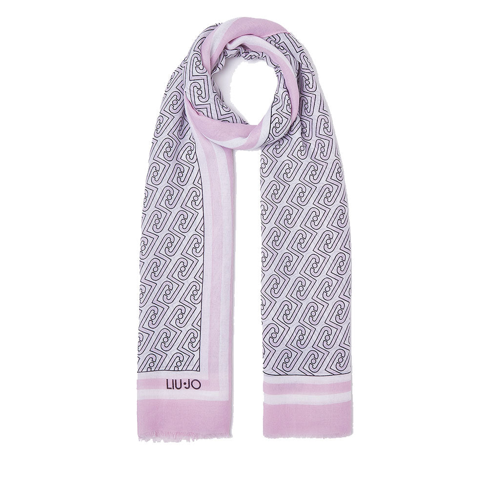 Stola Donna 70 x 180 cm LIU JO in Tessuto Rosa stampa LJ All Over