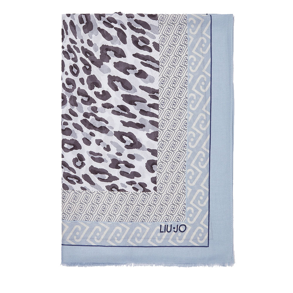 Stola Donna 90 x 180 cm LIU JO in Modal stampa Animalier Dusty Blue